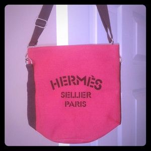 Hermes Sellier Paris Canvas Bag (Pink) - Sz Small